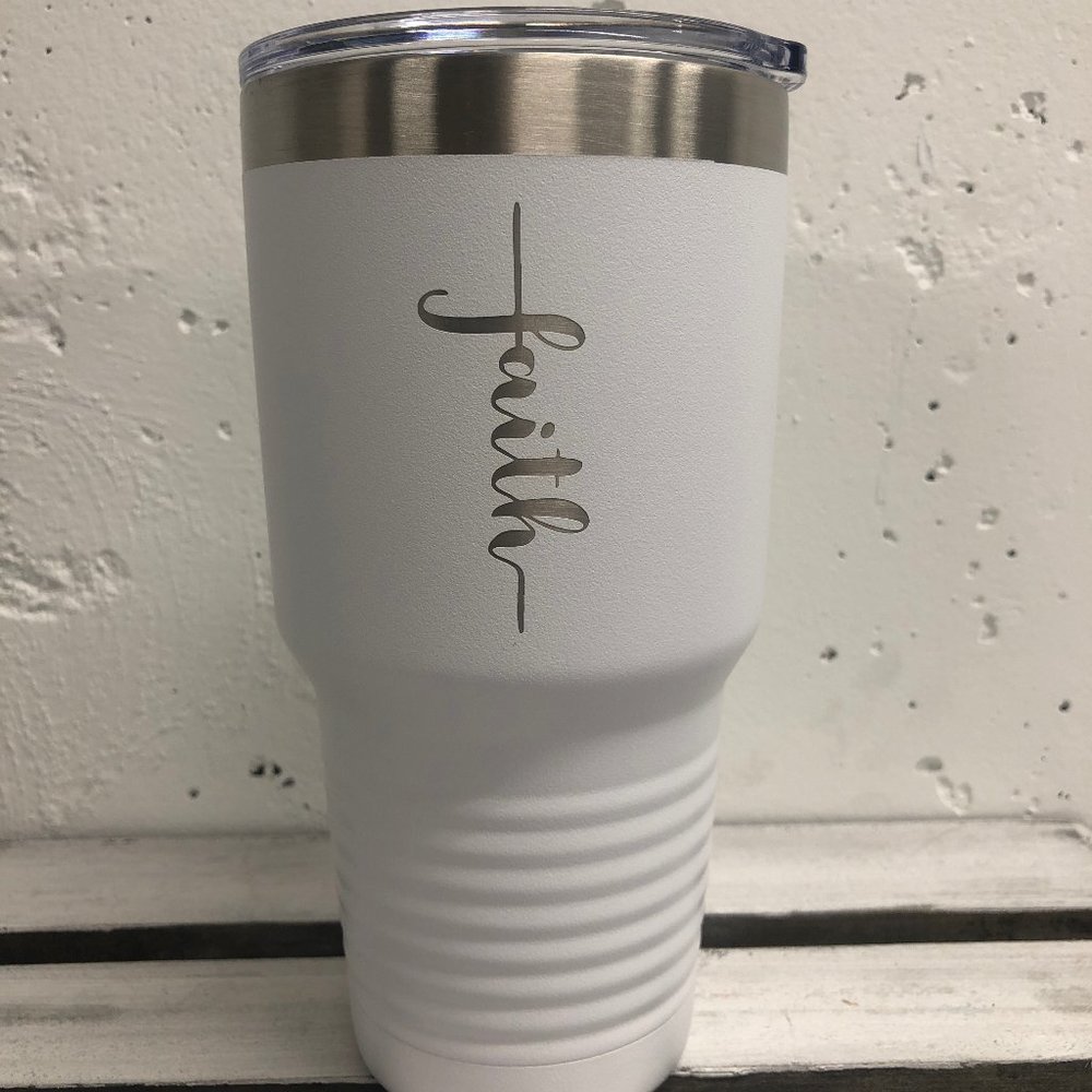 30 oz White Tumbler - FAITH